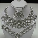 WHITE GOLD PLATED OVALS SET