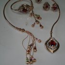 HIGH-END YELLOW GOLD PLTD W/RED STONES