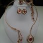 CHIC HIGH-END YELLOW GOLD PLTD W/RED STONES