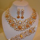 HIGH-END CHOKER BIB SET W/GOLD STONES