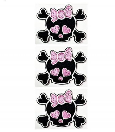 Set of 3 PCs mini small cute baby skull pink bow ghost dead head