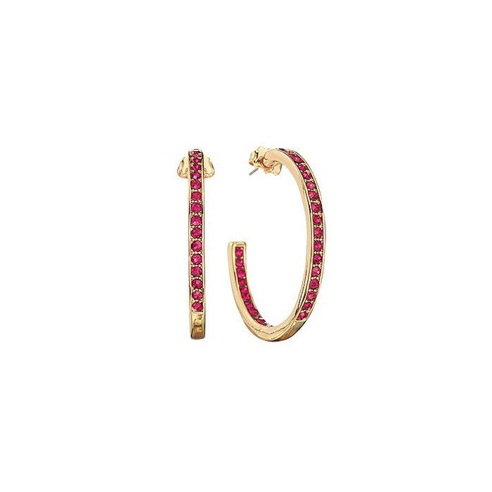 Party Pave Hoop Earrings Fuchsia One Pair