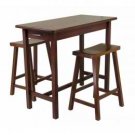 3pc Kitchen Island Set; Table with 2 Drawers and Saddle