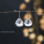 Solid 14k." Supernova " Ice Quartz Designer Cut Drop Earrings