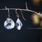 Solid 14k." Supernova " Ice Quartz Designer Cut Drop Earrings