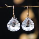 Solid 14k." Supernova " Ice Quartz Designer Cut Drop Earrings
