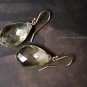 Solid 18k. "Super Jumbo" Pear Green Amethyst Drop Earrings.