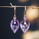 14k  Rose de France Faceted Briolette Designer Earrings