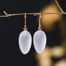 Solid 14k.   Modern Frosty Candy-Drop Earrings