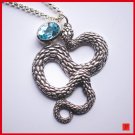 Solid Silver Snake Python pendant Necklace With 18" Silver Chain