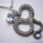 Solid Silver Snake Python pendant Necklace With 18" Silver Chain