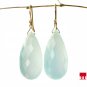 Solid 14k Premium Giant Aqua Blue Chalcedony Earrings--Large Size & Dreamy Color