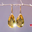 Solid 14k / Champagne Color Citrine Jumbo Teardrop Designer Earrings