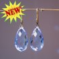Solid 14k Blue Quartz Long Briolette Drop Designer Earrings