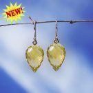 Solid 14k /  Yellow Lemon Citrine Faceted Briolette Pointy Drop Earrings