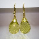 Solid 14k .      Large Lemon Citrine Briolette Earrings