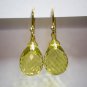 Solid 14k .      Large Lemon Citrine Briolette Earrings
