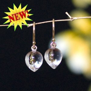Solid 14k / 18k Clear Quartz  "Baby Chickpea"  Briolette Designer Earrings