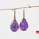 Solid 14k.    Intense Violet African Amethyst  Earrings