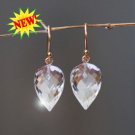 Solid 14k / 18k Icy Rock Quartz " Pointy Drop " Designer Earrings
