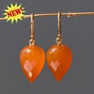 Solid 14k / 18k Clementine Carnelian " Pointy Drop " Designer Earrings