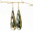 Solid 14k . Jumbo Pyrite aka Fool's Gold Drop Gallery Earrings