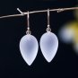 Solid 14k  White Modern Frosty Quartz Designer Earrings