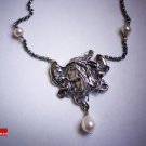 Solid Silver Art Nouveau Maiden Pendant Necklace With South Sea Pearl