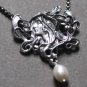 Solid Silver Art Nouveau Maiden Pendant Necklace With South Sea Pearl