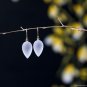 Solid 14k  White Modern Frosty Quartz Designer Earrings