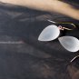Solid 14k  White Modern Frosty Quartz Designer Earrings