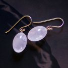 14K YELLOW.  ICY ROSE-QUARTZ.  OLIVE DROP EARRINGS. NYC