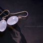14K YELLOW.  ICY ROSE-QUARTZ.  OLIVE DROP EARRINGS. NYC