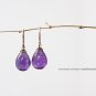 Solid 14k.    Intense Violet African Amethyst  Earrings