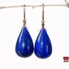 Solid 14k  Vivid Blue Egyptian Lapis Drop Earrings