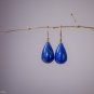 Solid 14k  Vivid Blue Egyptian Lapis Drop Earrings