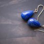 Solid 14k  Vivid Blue Egyptian Lapis Drop Earrings