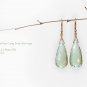 Solid 14k  / Premium Natural Green Amethyst  Faceted Designer Drop Earrings