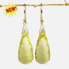 Solid 14k / 18k Premium Lemon Yellow Citrine Briolette Earrings