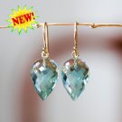 Solid 14k /  Faceted Sage Green Prasiolite Quartz Pointy Drop Earrings