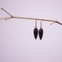 Solid 14k .  Smooth Black Onyx "Icicle"  Gallery Modern Pointy Drop Earrings