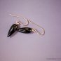 Solid 14k .  Smooth Black Onyx "Icicle"  Gallery Modern Pointy Drop Earrings