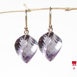 Solid 14k / 18k  Rose de France " Whirlpool " Designer Drop Earrings - OAS