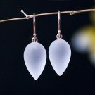 14k.   Modern Pointy Frosty-Quartz .  Designer earrings .  NYC