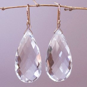 Solid 14k, Premium Giant Ice Clear Quartz Earrings