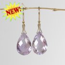 Solid 14k Natural Crackle-Vein Rose de France Drop Earrings