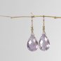 Solid 14k Natural Crackle-Vein Rose de France Drop Earrings