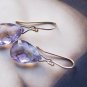 Solid 14k Natural Crackle-Vein Rose de France Drop Earrings