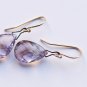Solid 14k Natural Crackle-Vein Rose de France Drop Earrings