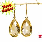 14k. "Marble Golden-Citrine" .  Briolette Drop Earrings
